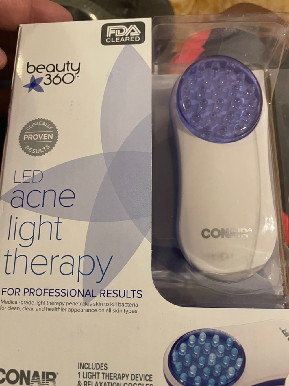 Conair Beauty360 White and Purple LED Acne Light Therapy Device